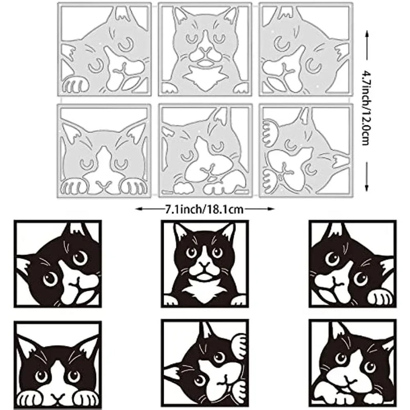 Peeking Cat Metal Die Cuts for Crafts