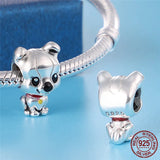 925 Silver Pave Monkey Charm Beads for Bracelet Bangle