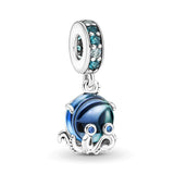 925 Sterling Silver Octopus Dangle Charm Bead for Bracelet Necklace