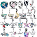 925 Sterling Silver French Bulldog Cat Butterfly Ladybug Charms Beads