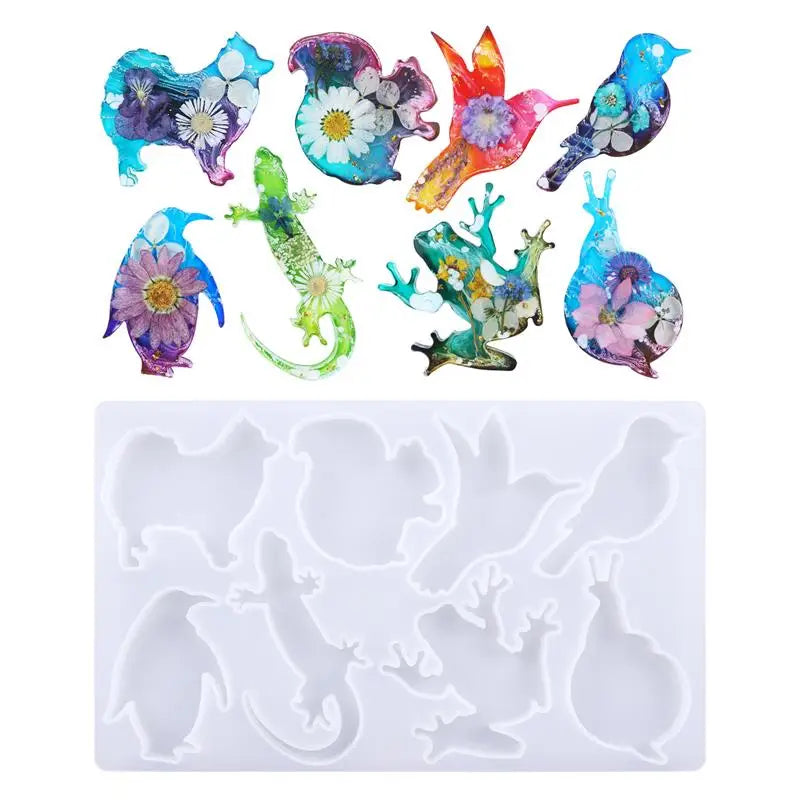 Animal DIY Crystal Epoxy Resin Mold Frog Lizard Octopus Silicone Mold