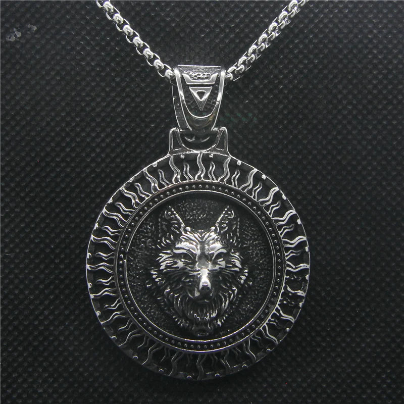 Fox Pendant Stainless Steel Round Mens Pendant