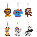 Cartoon PVC Animal Keychain Set - Monkey Elephant Lion