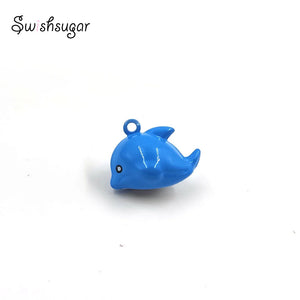 Dolphin Jingle Bell Charms Copper Pendant Necklace Craft
