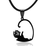 Cat Pendant Necklace Friendship Gift Heart Shape Couple Jewelry