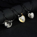 Cat Pendant Necklace Friendship Gift Heart Shape Couple Jewelry
