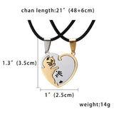 Cat Pendant Necklace Friendship Gift Heart Shape Couple Jewelry