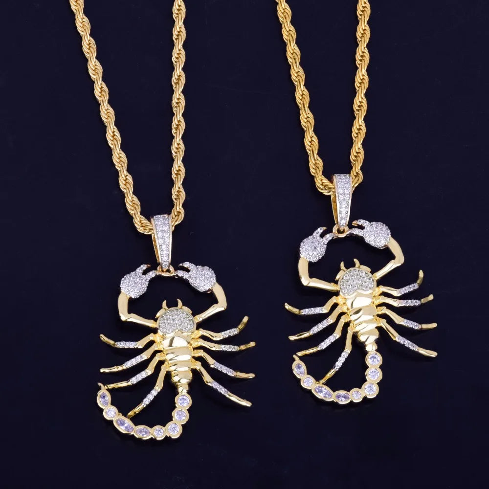 Scorpion Hip Hop Pendant Necklace Bling Cubic Zircon Men's Women Jewelry