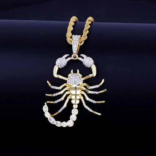 Scorpion Hip Hop Pendant Necklace Bling Cubic Zircon Men's Women Jewelry