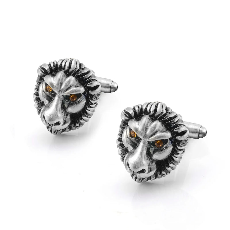 Lion Lucky Crystal Cufflinks Retro Vintage Domineering Men's Jewelry