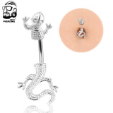 Snake Navel Belly Piercing 14G Surgical Steel CZ Belly Button Rings