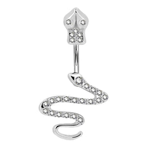 Snake Navel Belly Piercing 14G Surgical Steel CZ Belly Button Rings