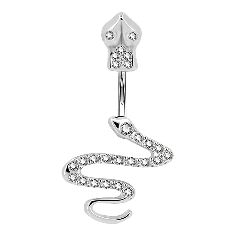 Snake Navel Belly Piercing 14G Surgical Steel CZ Belly Button Rings
