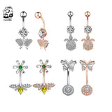 Snake Navel Belly Piercing 14G Surgical Steel CZ Belly Button Rings