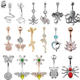 Snake Navel Belly Piercing 14G Surgical Steel CZ Belly Button Rings