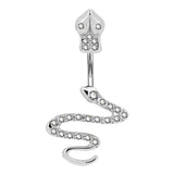 Snake Navel Belly Piercing 14G Surgical Steel CZ Belly Button Rings