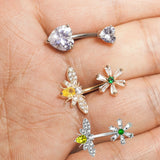 Snake Navel Belly Piercing 14G Surgical Steel CZ Belly Button Rings