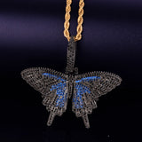Butterfly Pendant Necklace with Cubic Zircon Men's Hip Hop Rock Jewelry