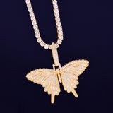 Butterfly Pendant Necklace with Cubic Zircon Men's Hip Hop Rock Jewelry