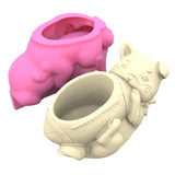 Animals Pen Holder Gypsum Flower Pot Silicone Mold