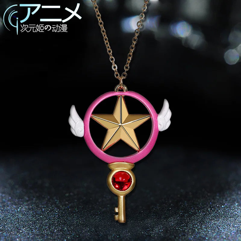 Anime Cardcaptor Key Necklace Metal Pendant KINOMOTO SAKURA Cosplay Props