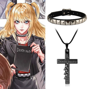Death Note Misa Amane Choker Necklace Hip Hop Punk Rivet Collar Cross Pendant