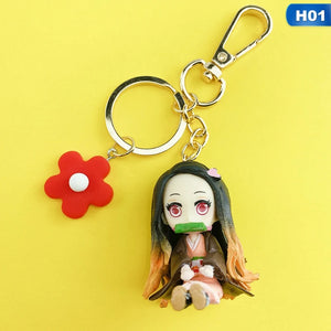 Demon Slayer Tanjirou Keychain Floret Pendant Cosplay Keyring