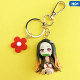 Demon Slayer Tanjirou Keychain Floret Pendant Cosplay Keyring