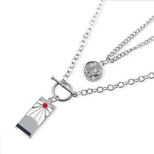 Demon Slayer Necklace Kamado Tanjirou Double Chain Pendant