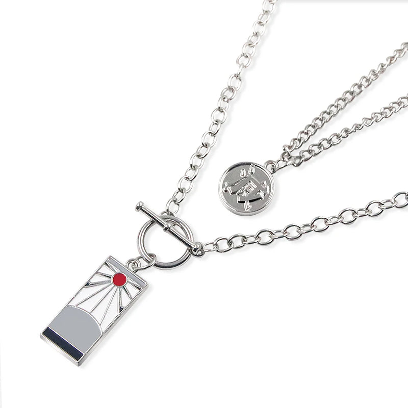 Demon Slayer Necklace Kamado Tanjirou Double Chain Pendant