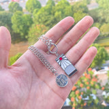 Demon Slayer Necklace Kamado Tanjirou Double Chain Pendant