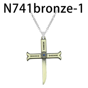 Dracule Mihawk Cross Pendant Necklace Anime Jewelry Gift