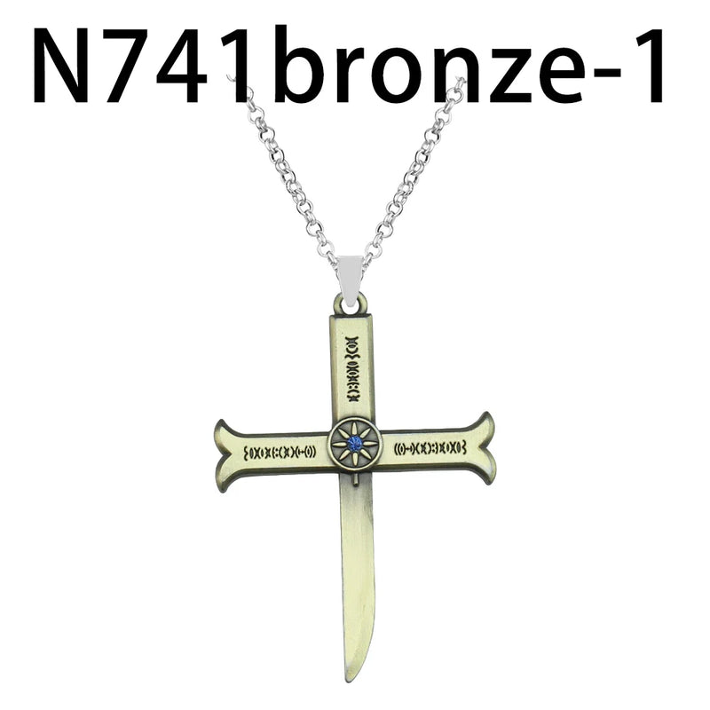 Dracule Mihawk Cross Pendant Necklace Anime Jewelry Gift