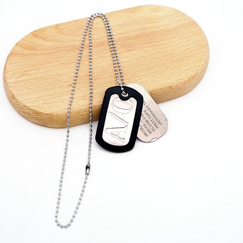 GANGSTA Necklace Men Dog Tag Metal Jewelry Pendant Chains Choker Gift