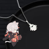 Genshin Impact Maple Leaf Manyo Chick Necklace Game Titanium Steel Pendant Gift
