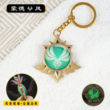 Genshin Impact Vision Game Lnazuma Cosplay Accessories Keychain 7 Element Weapon