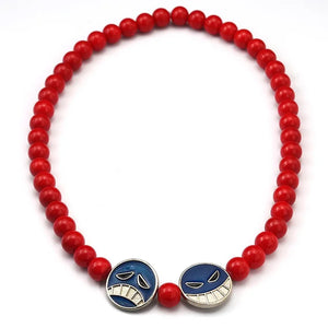 Anime Portgas D Ace Red Beads Necklace Beard Pendants Cosplay Props