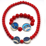 Anime Portgas D Ace Red Beads Necklace Beard Pendants Cosplay Props