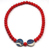 Anime Portgas D Ace Red Beads Necklace Beard Pendants Cosplay Props