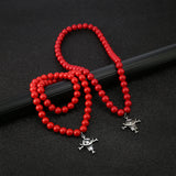 Anime Ace Red Beads Necklace Beard Pendant Cosplay Charm