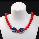 Anime Ace Red Beads Necklace Beard Pendant Cosplay Charm