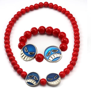 Anime Ace Red Beads Necklace Beard Pendant Cosplay Charm