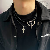 Tokyo Revengers Baji Necklace Cross Pendant Multilayer Leather Necklaces Cosplay