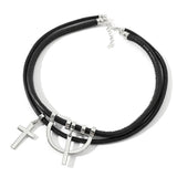 Tokyo Revengers Baji Necklace Cross Pendant Multilayer Leather Necklaces Cosplay