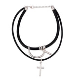 Tokyo Revengers Baji Cross Pendant Choker Necklace Leather Punk Cosplay Jewelry