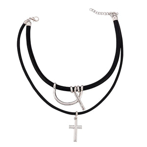 Tokyo Revengers Baji Cross Pendant Choker Necklace Leather Punk Cosplay Jewelry