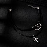 Tokyo Revengers Baji Cross Pendant Choker Necklace Leather Punk Cosplay Jewelry