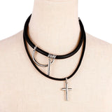 Tokyo Revengers Baji Cross Pendant Choker Necklace Leather Punk Cosplay Jewelry