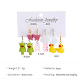 Anime Acrylic Bear Butterfly Earrings Resin Women Party Jewelry