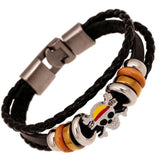 One Piece Leather Weave Bracelet Luffy Keyring Charm Punk Bangles